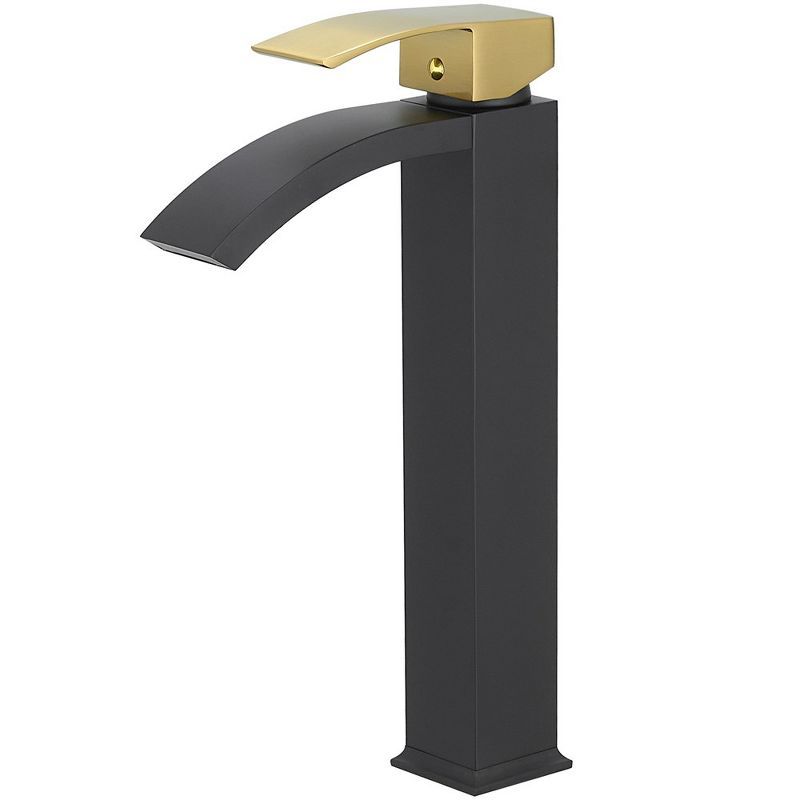 Gold and Black Waterfall Single Handle Vessel Sink Faucet