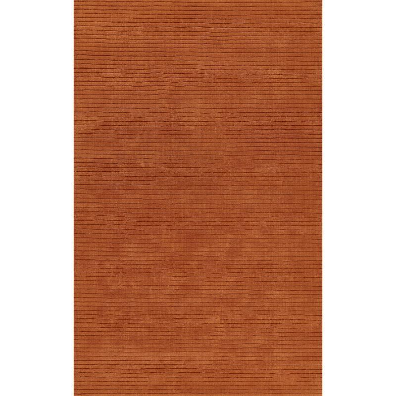 Rust Rectangular Hand Loomed Wool Rug with Cotton Backing