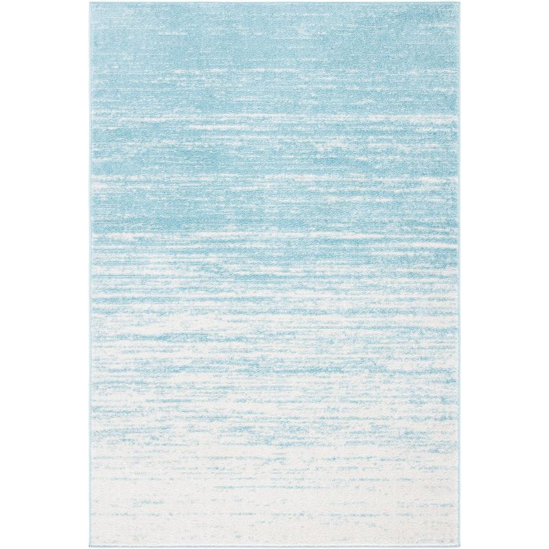 Aqua and Ivory Ombre Rectangular Synthetic Area Rug