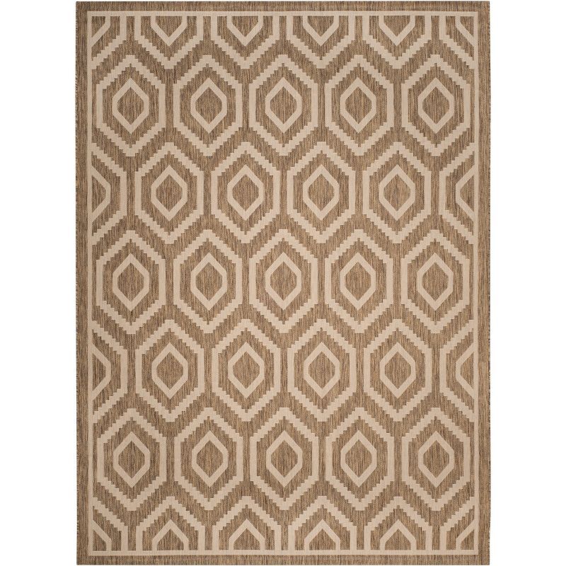 Safavieh Courtyard Brown and Bone Geometric Indoor/Outdoor Rug