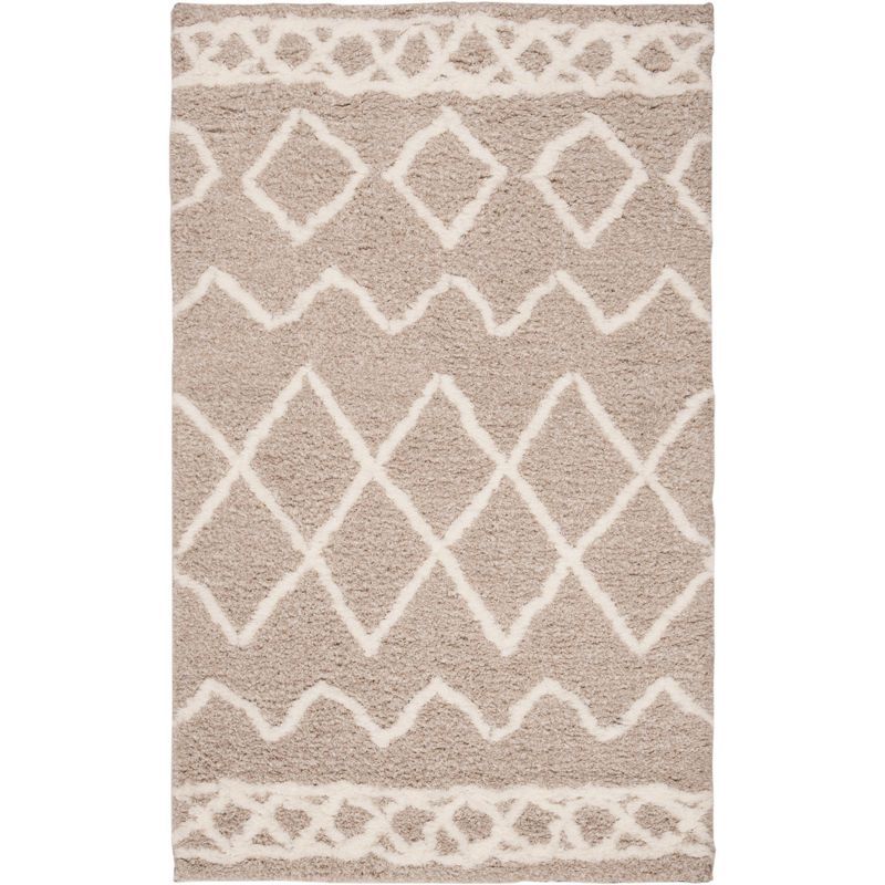 Serene Off-White Shag Hand-Tufted Rectangular Area Rug 3' x 5'