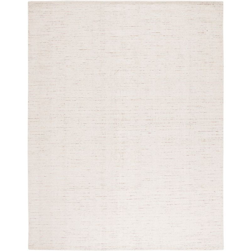 Elegant Ivory & Brown Abstract Wool Area Rug, 9' x 12'