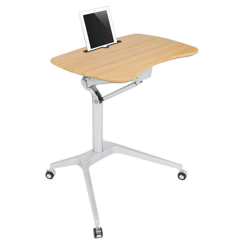 Adjustable Silver Maple Mobile Desk with Tablet Slot - 30"x22.5"