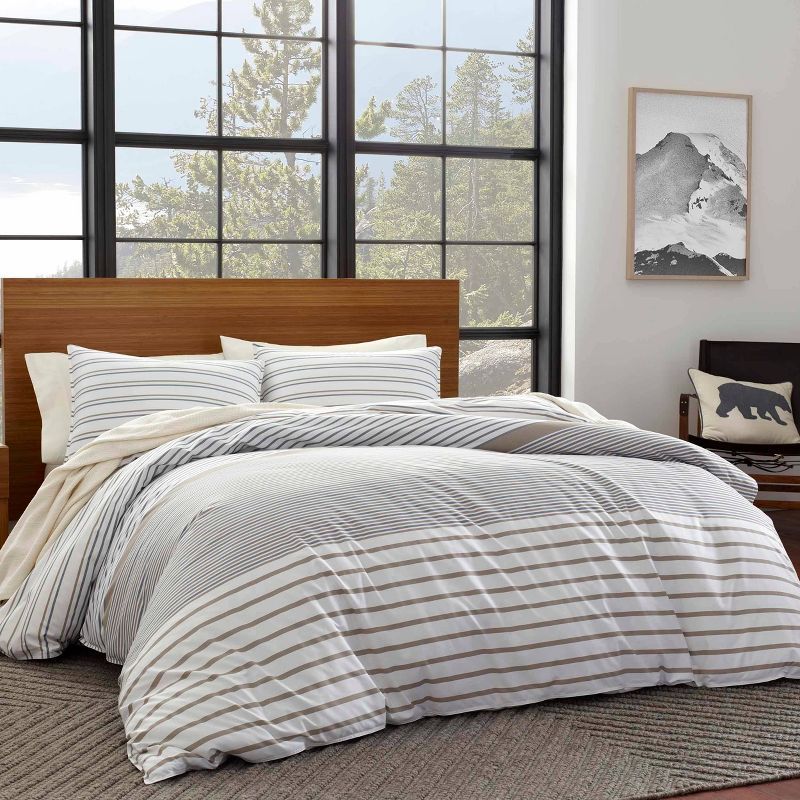 Twin Sandstone and Chrome Cotton Stripe Sham Set