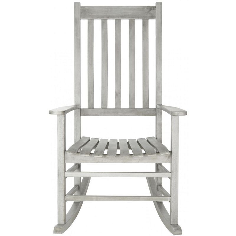 Contemporary Gray Acacia Wood Rocking Chair with Arms