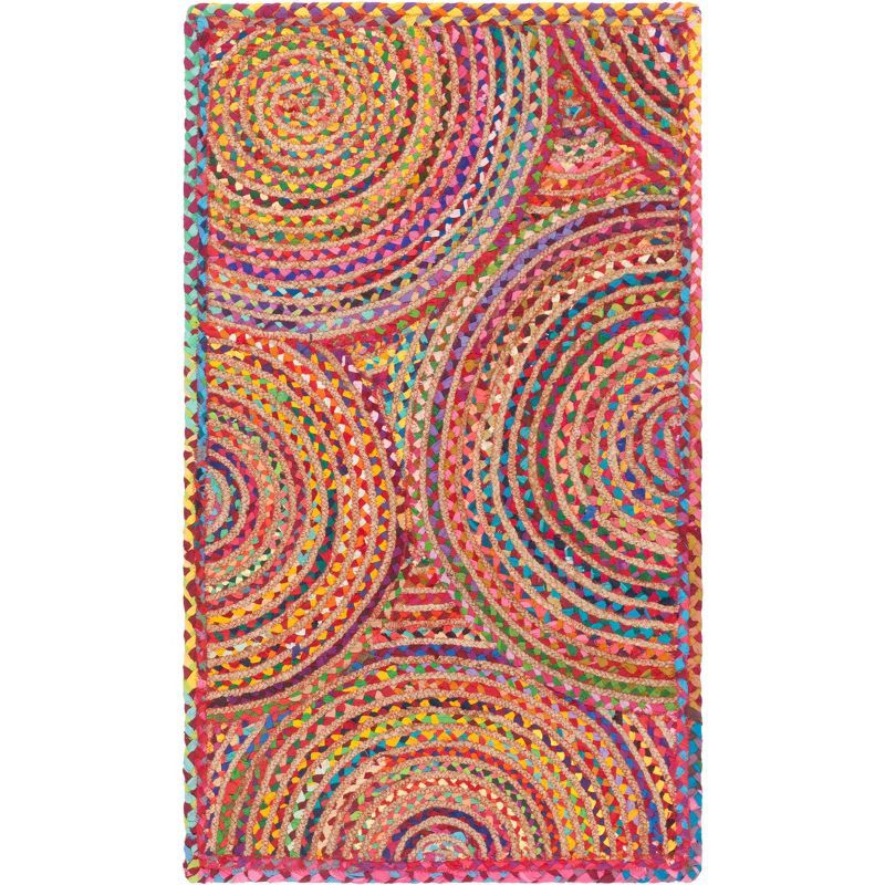 Cape Cod Red and Multicolor Handmade Wool Cotton Area Rug