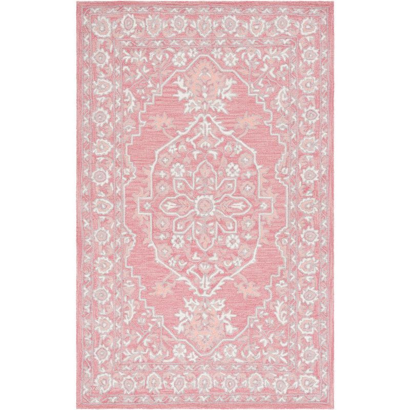 Ivory Hand-knotted Wool Rectangular Area Rug, 5' x 8'