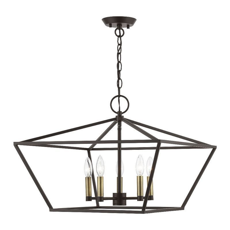 Devone 22" Bronze and Antique Brass 5-Light Chandelier