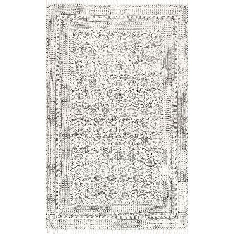 Ivory Cotton Flat Woven Trellis 4' x 6' Area Rug