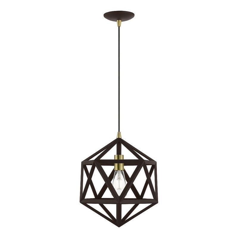 Bronze and Antique Brass Mini Pendant Light with Metal Shade