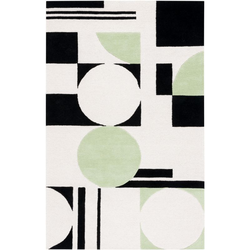 Hand-Tufted Green and Black Wool 8' x 10' Area Rug
