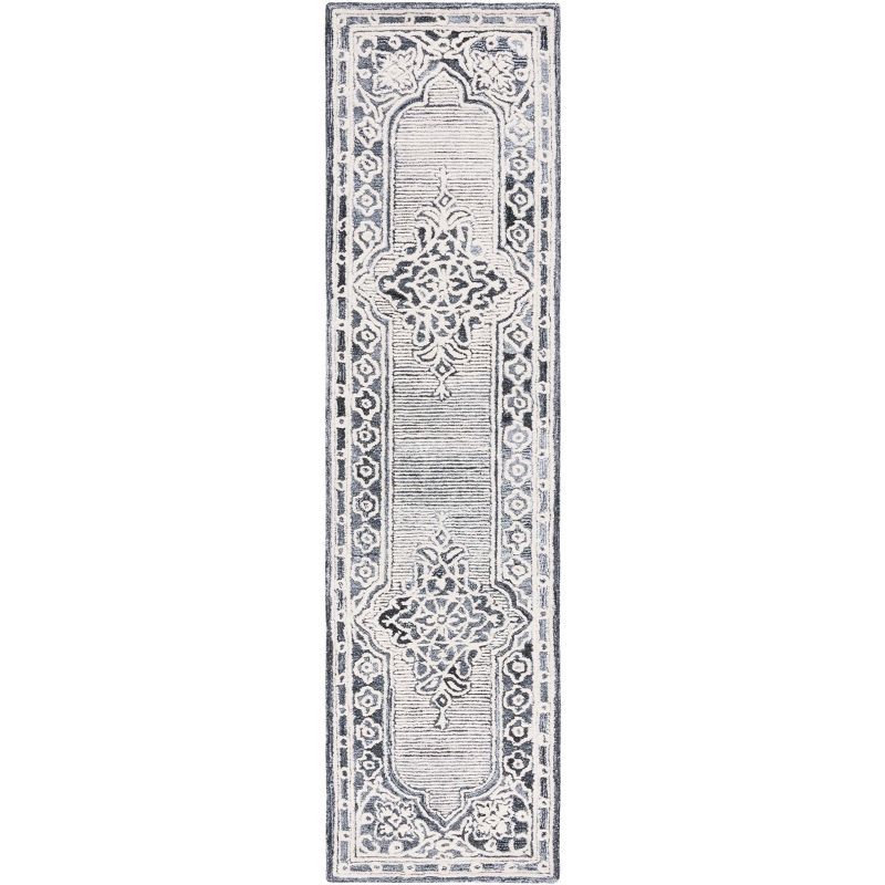 Gray and Ivory Hand-Tufted Wool Runner Rug