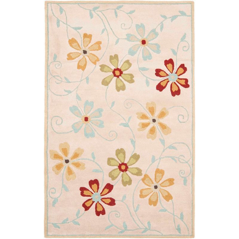 Handmade Blue Floral Wool Tufted Area Rug 59" x 7"