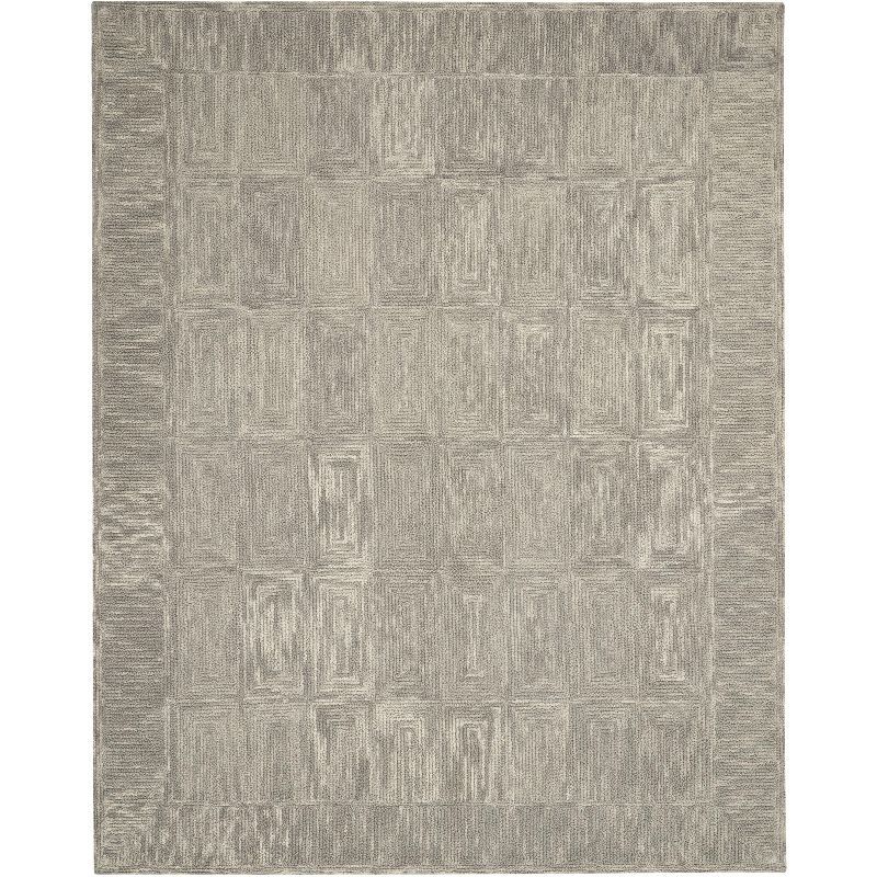 Hand-Tufted Gray Wool Rectangular Easy Care Area Rug