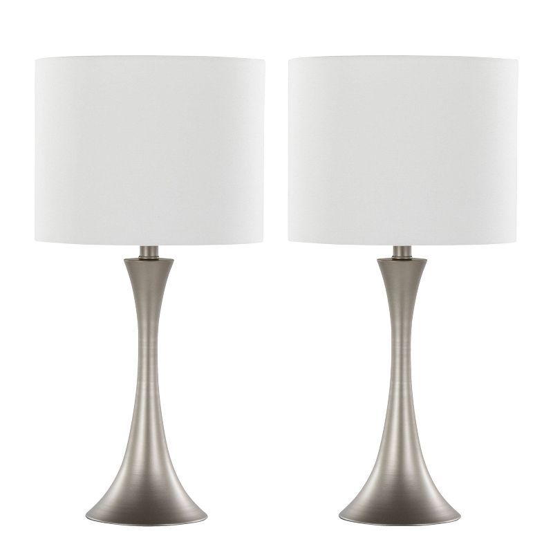 Lenuxe 24" Off-White and Frosted Silver Metal Table Lamps Set