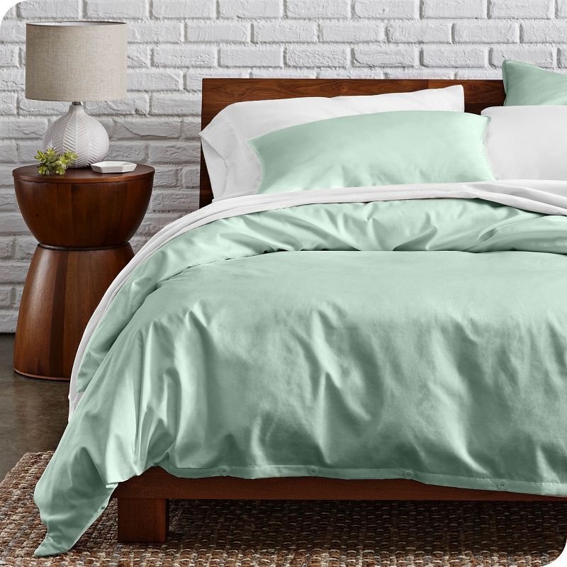 Willow Green Organic Cotton Percale Full/Queen Duvet Cover Set