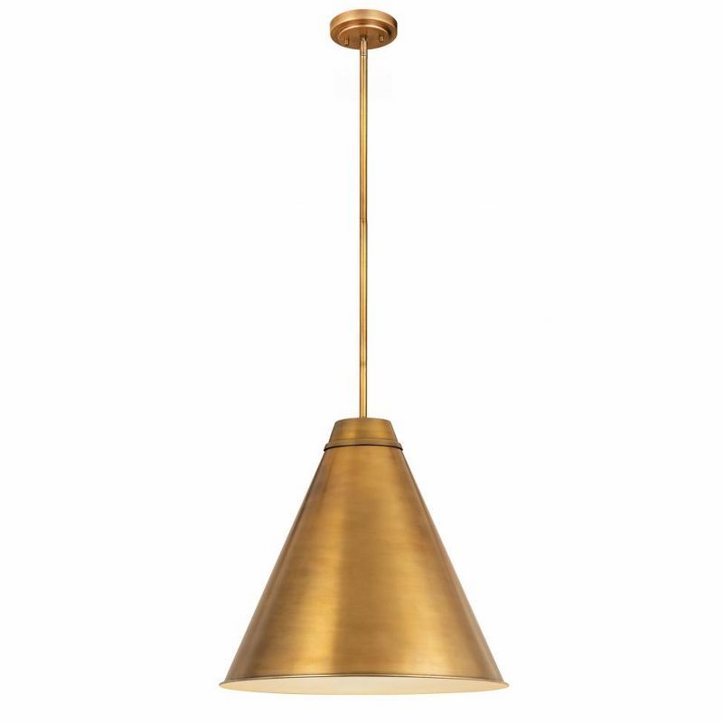 Eaton 24" Rubbed Brass LED Pendant Light with Glass Shade