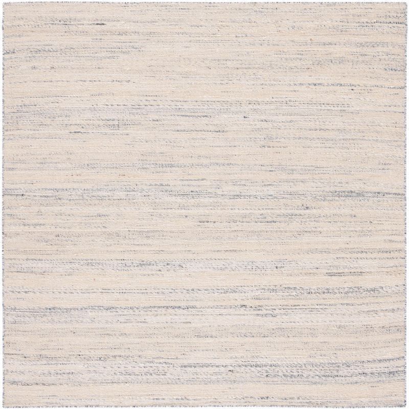 Handwoven Beige and Gray Wool Cotton Square Rug