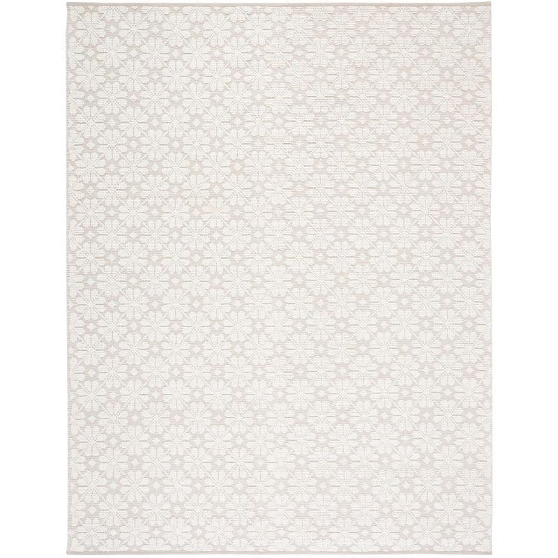 Ivory Geometric Tufted Handmade Wool Area Rug, 9' x 12'
