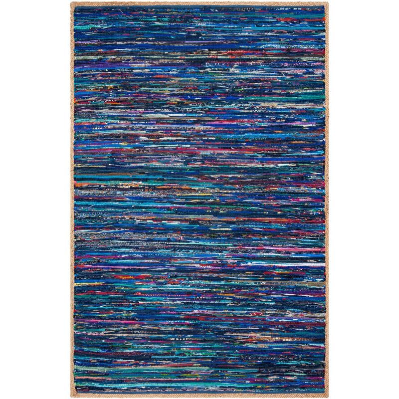 Coastal Breeze Montauk 5'x8' Blue Cotton Handwoven Area Rug