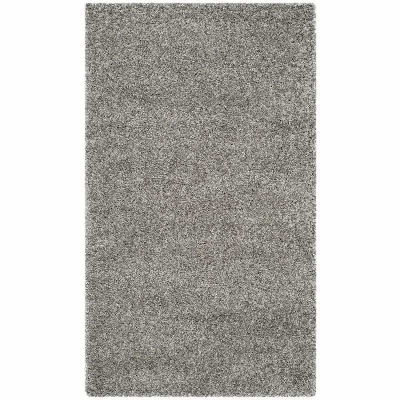 Santa Monica Silver Shag Synthetic Area Rug 3' x 5'