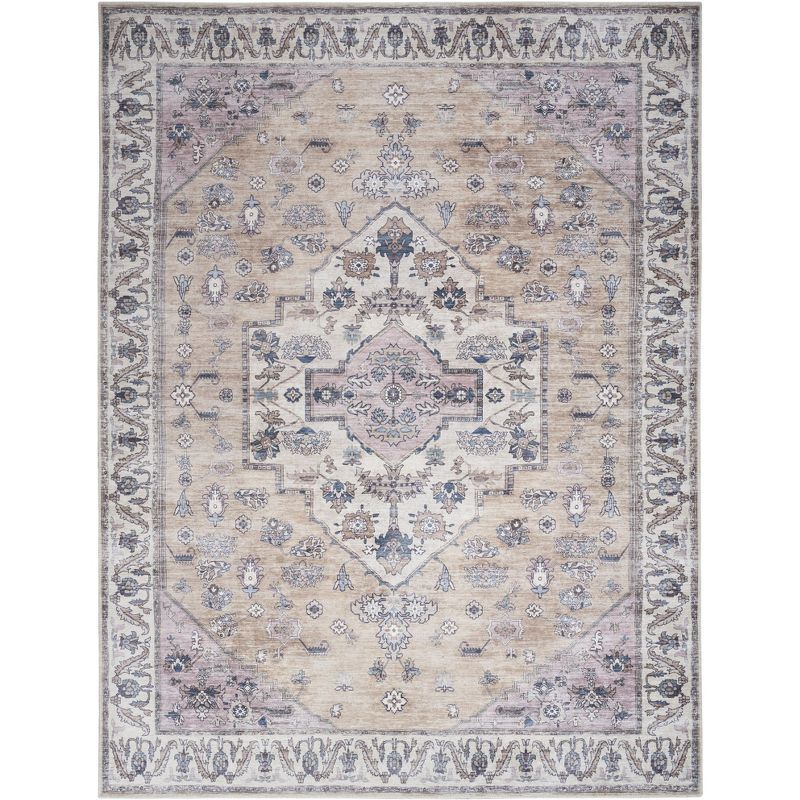 Brilliance Persian Beige Multicolor Chenille 8' x 10' Washable Rug