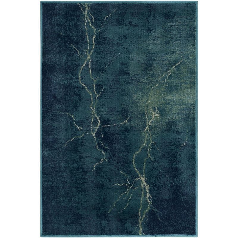 Handmade Turquoise and Multicolor Viscose Rectangular Rug (2' x 3')