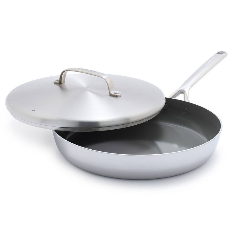 Silver Aluminum Ceramic Nonstick Fry Pan with Lid