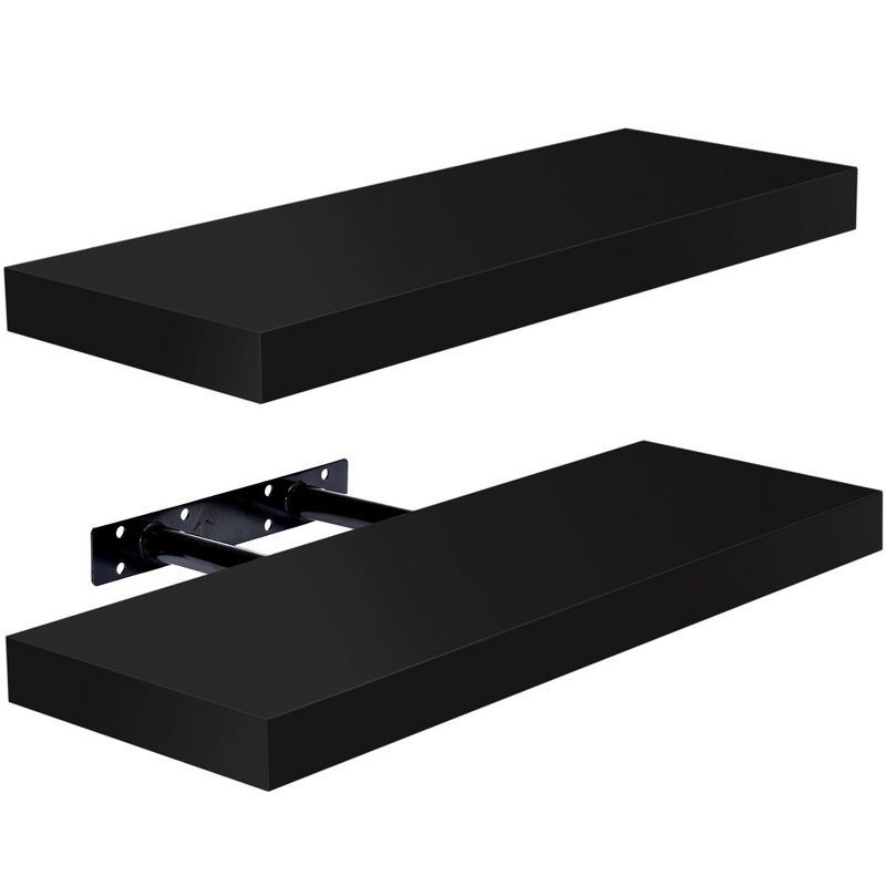 Sorbus Black MDF Floating Wall Shelves Set of 2