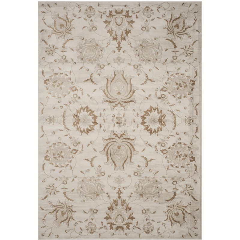 Cream and Camel 5' x 7' Viscose Rectangular Area Rug