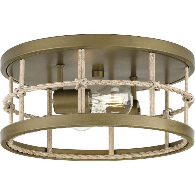 Aged Brass 13'' Indoor/Outdoor Drum Flush Mount Light