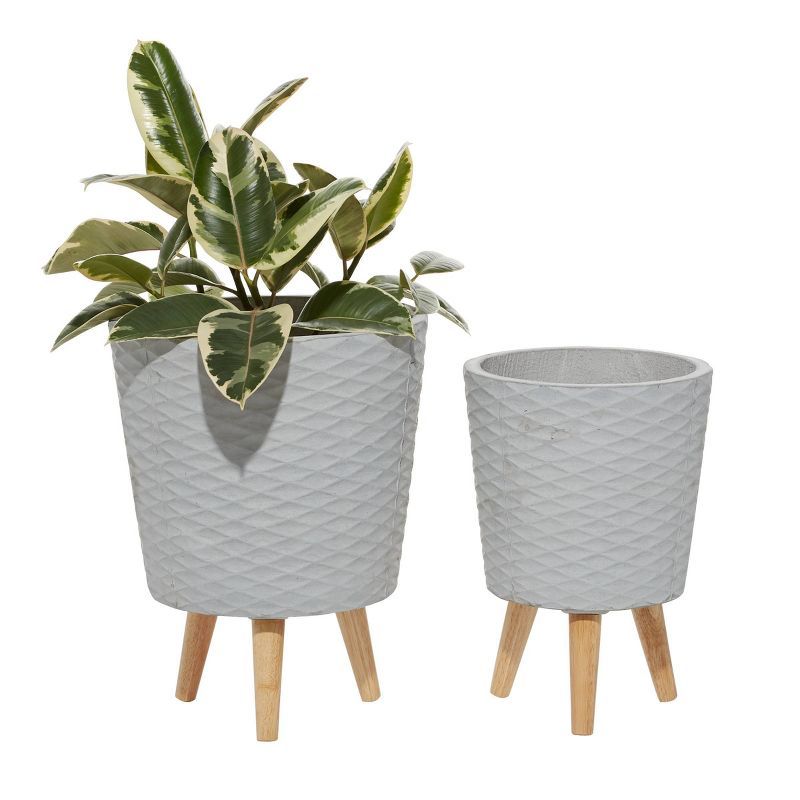 Zimlay Grey Polystone Contemporary Outdoor Planter Set