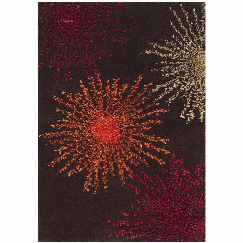 Soho 2' x 3' Brown and Multicolor Wool Area Rug