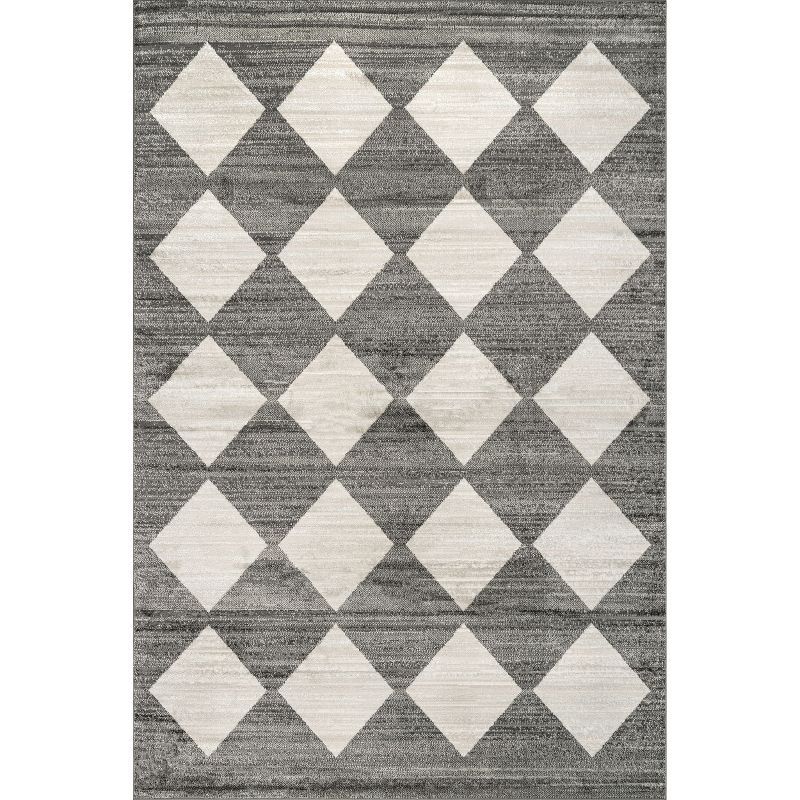 Gray Geometric Reversible Synthetic Area Rug 4' x 6'