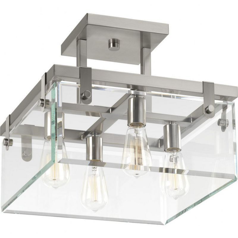 Modern Glayse 16.75" Brushed Nickel Beveled Glass Light Fixture