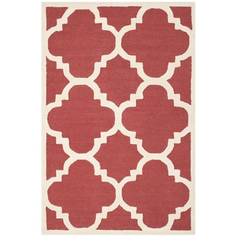 Hand-tufted Ivory and Rust Wool Rectangular Area Rug, 3'x5'