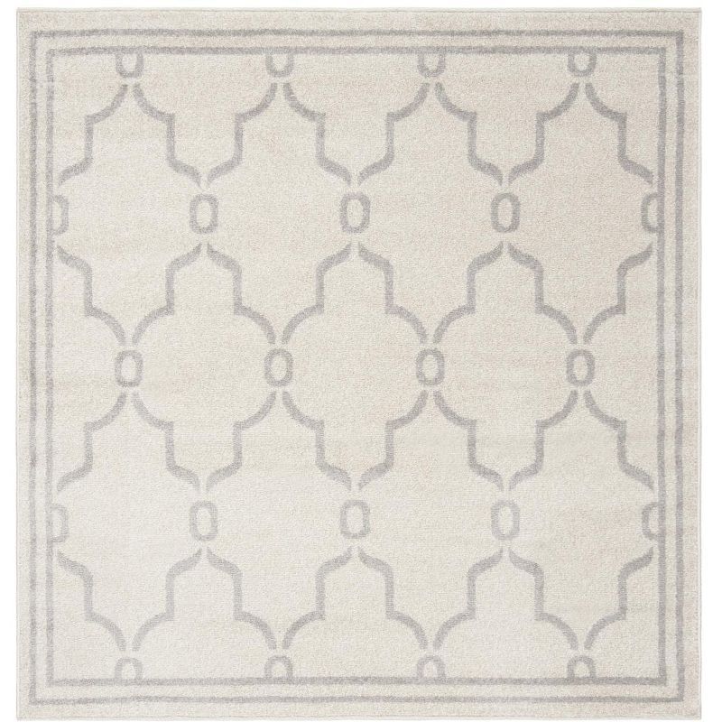 Ivory and Light Grey Square Geometric Area Rug