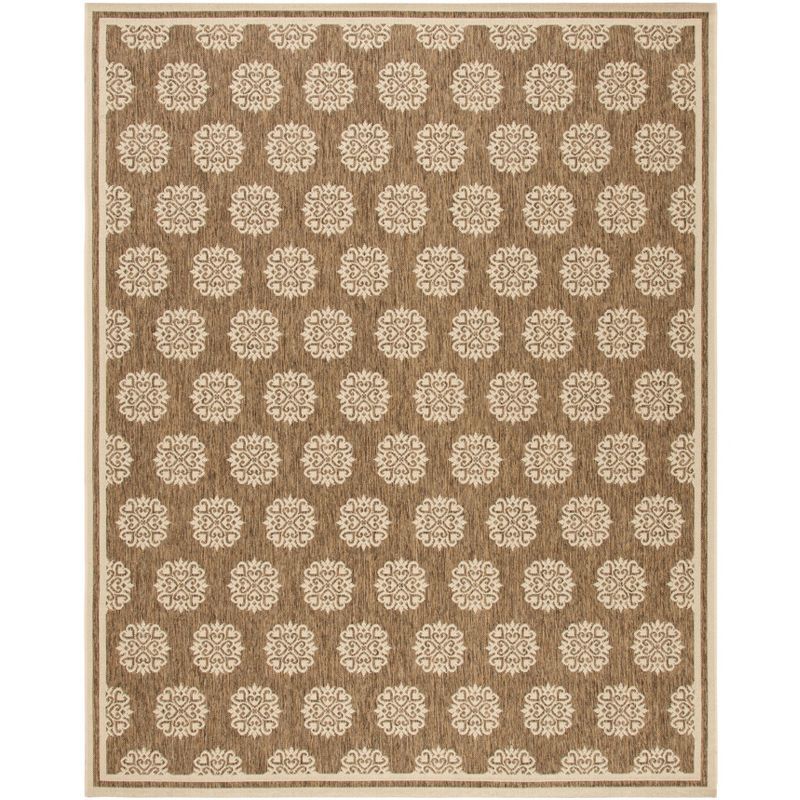 Beige and Cream Rectangular Stain-Resistant Synthetic Area Rug