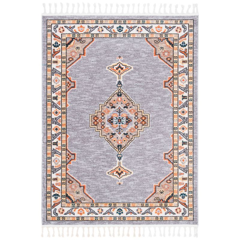 Braided Medallion Gray Cotton Blend 5' x 7' Easy Care Area Rug
