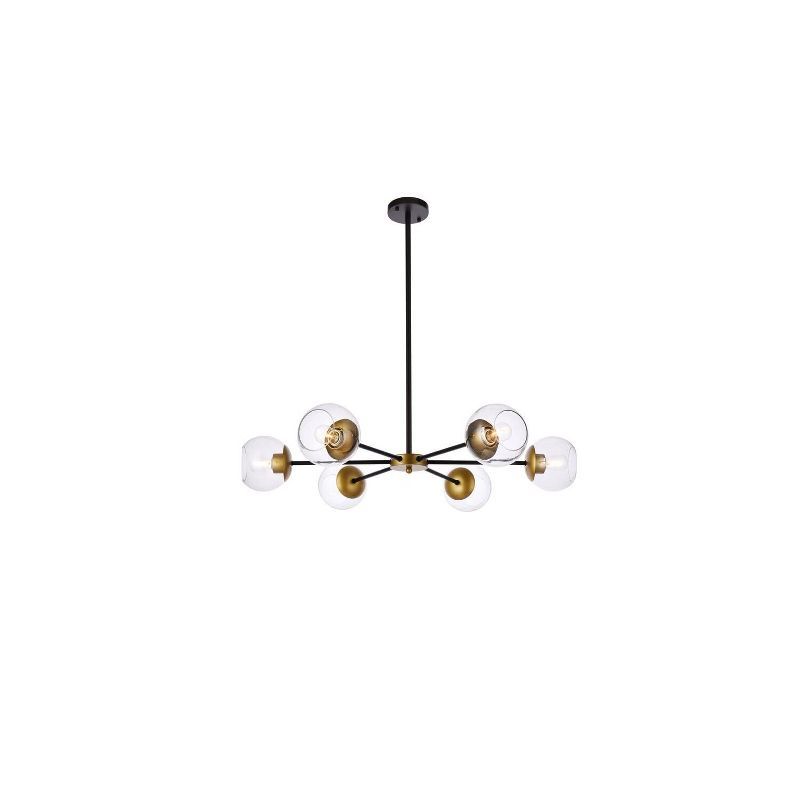 Modern Black and Brass Glass Globe Pendant Light