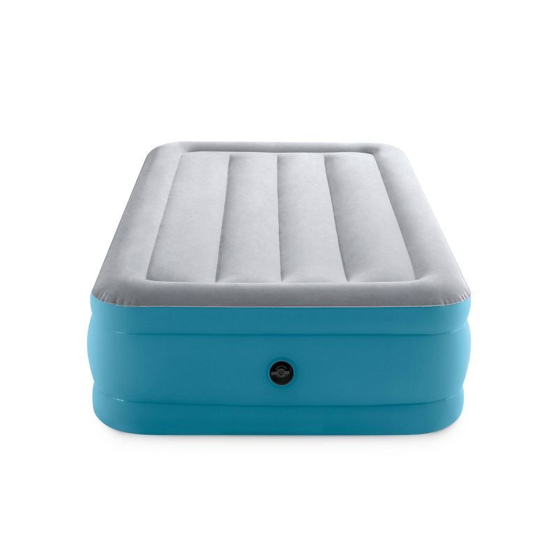 Twin Size Raised Blue Air Mattress with Built-In Pump