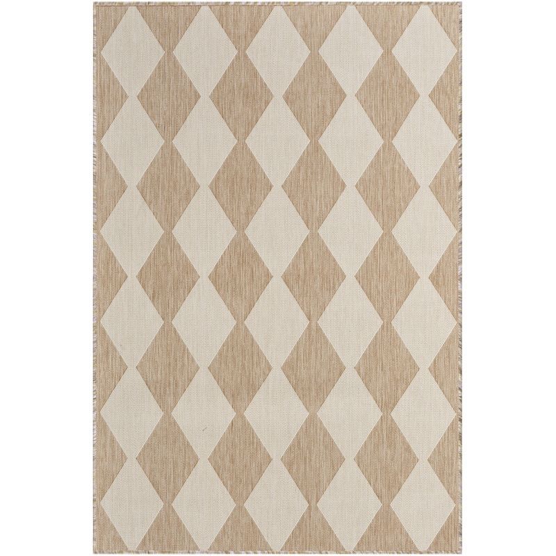 Jute Beige Diamond Pattern Flat Woven Rectangular Rug 4' x 6'