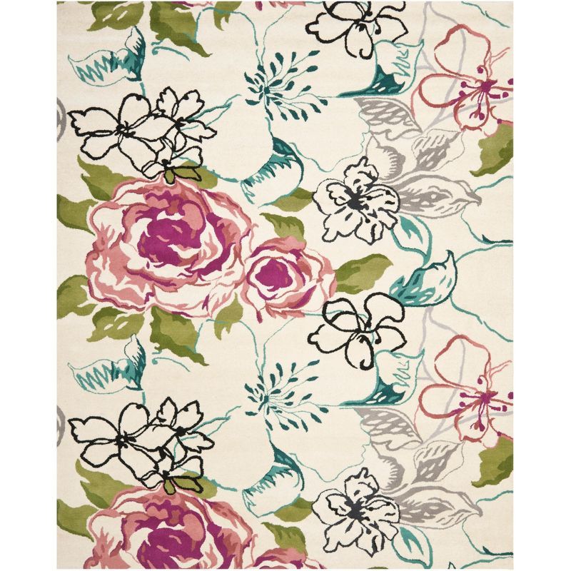 Ivory and Multicolor Floral Hand-Tufted Wool 8' x 10' Area Rug