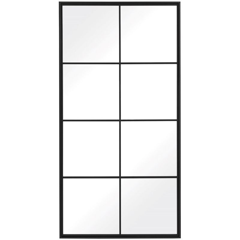 Large Black Iron Rectangular Window Mirror