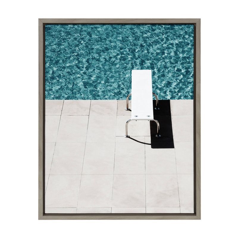 18" x 24" Diving Board Pool Print on Canvas with Gray Frame