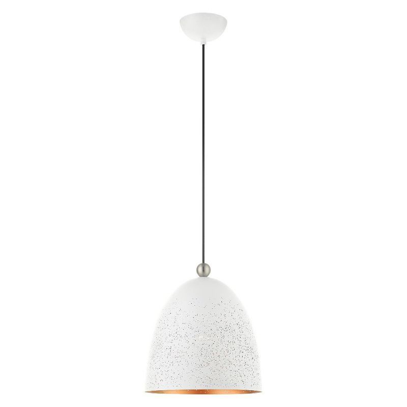 White and Brushed Nickel Mini Pendant Light with Gold Interior