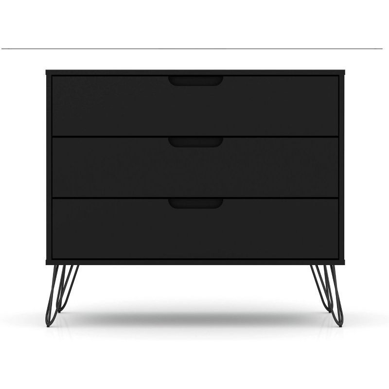 Rockefeller Mid-Century Modern Black 3-Drawer Dresser