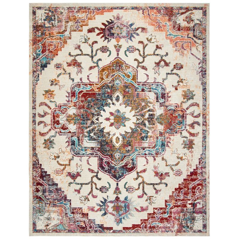 Elysian Light Blue Oriental Round Synthetic Rug - 8' Diameter