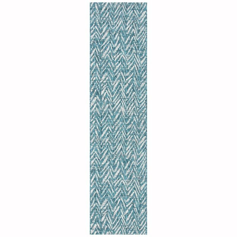 Blue and Gray Synthetic Easy Care Indoor/Outdoor Rug