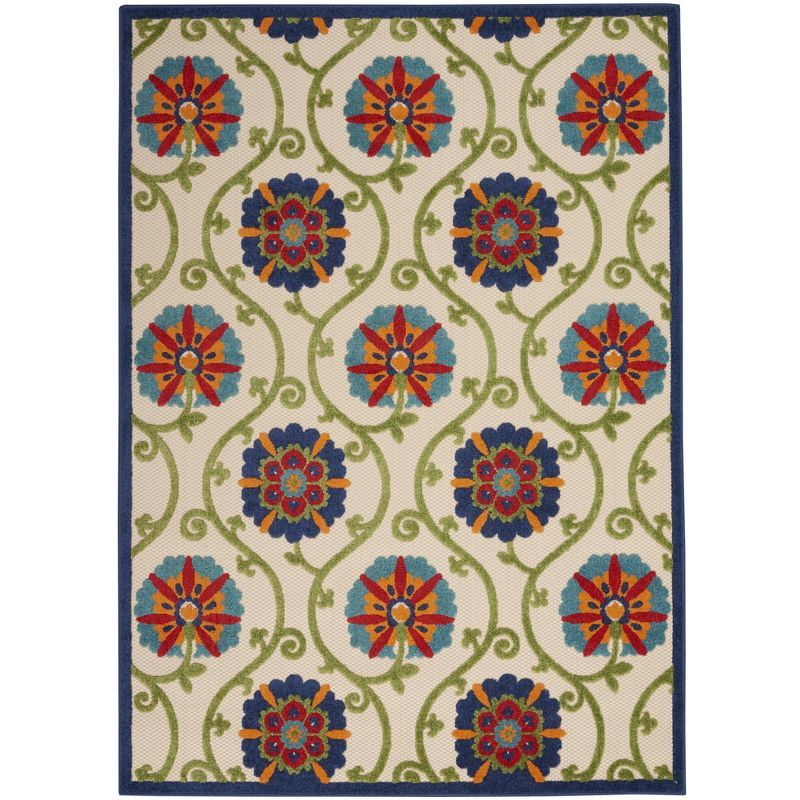 Bright Blooms Multicolor Floral 4' x 6' Reversible Outdoor Rug